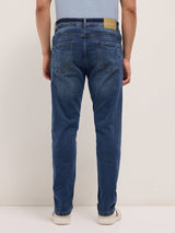 Men's Mid Blue Mid Rise Slim Fit Jeans with Light Fade