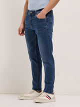 Men's Mid Blue Mid Rise Slim Fit Jeans with Light Fade