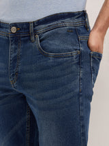 Men's Mid Blue Mid Rise Slim Fit Jeans with Light Fade