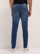 Men's Mid Blue Mid Rise Skinny Fit Jeans with Light Fade