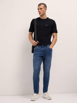 Men's Mid Blue Mid Rise Skinny Fit Jeans with Light Fade