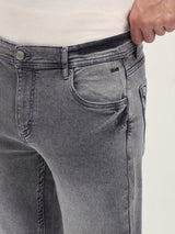Men's Light Grey Mid Rise Skinny Fit Jeans with Light Fade