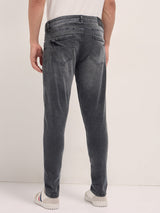 Men's Grey Mid Rise Skinny Fit Jeans with Light Fade