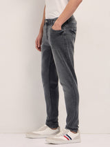 Men's Grey Mid Rise Skinny Fit Jeans with Light Fade