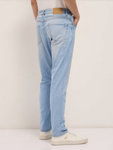 Men's Mid Blue Mid Rise Slim Fit Jeans with Light Fade