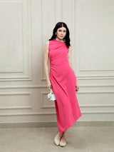 Women's Fuchsia Casual Midi Dress