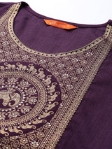 Women's Solid Maroon Straight Kurta Palazzo with Dupatta Set