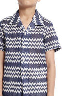 Boys Blue Casual Regular Fit Printed Half Sleeves Shirt