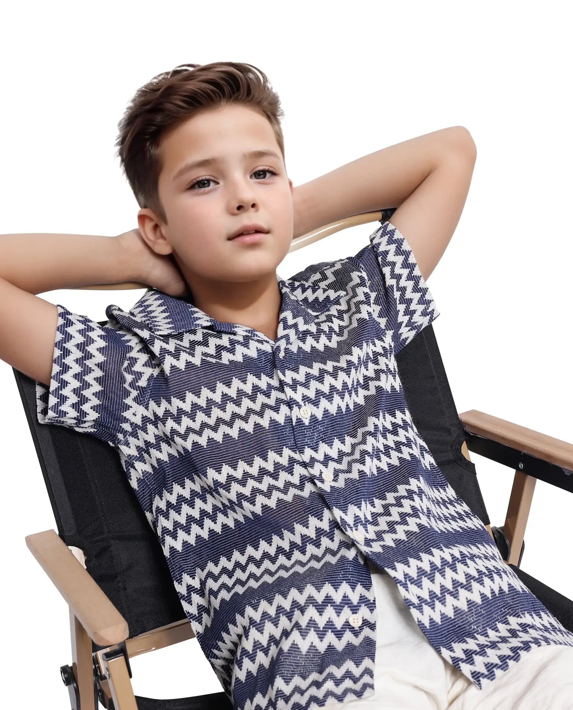 Boys Blue Casual Regular Fit Printed Half Sleeves Shirt