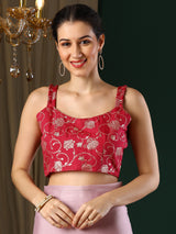 Women's Georgette Pink Printed Designer Saree with Blouse Piece