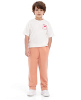 Boys Orange Casual Regular Fit Solid Track Pant