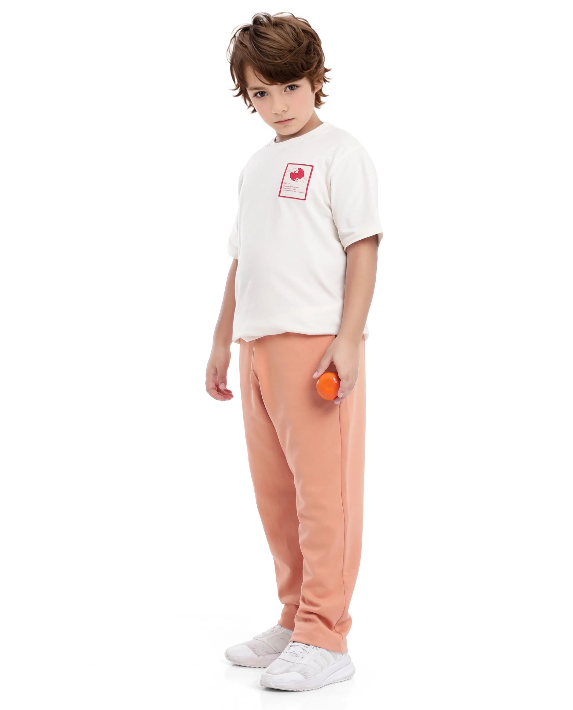 Boys Orange Casual Regular Fit Solid Track Pant
