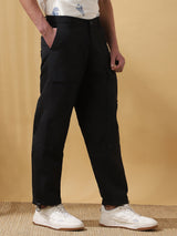 Men's Black Casual Regular Fit Solid Joggers
