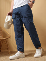 Men's Blue Casual Regular Fit Solid Joggers