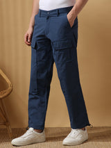 Men's Blue Casual Regular Fit Solid Joggers