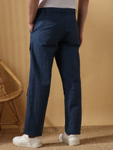 Men's Blue Casual Regular Fit Solid Joggers