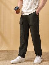 Men's Black Casual Regular Fit Solid Joggers