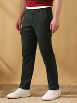 Men's Green Casual Regular Fit Solid Trousers