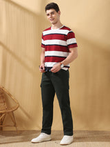 Men's Green Casual Regular Fit Solid Trousers