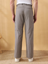 Men's Grey Casual Regular Fit Solid Trousers