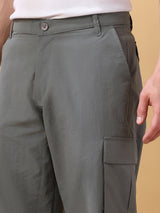 Men's Grey Casual Regular Fit Solid Trousers