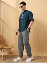 Men's Grey Casual Regular Fit Solid Trousers