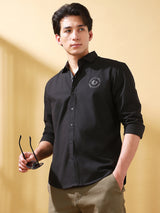 Men's Black Casual Regular Fit Solid Shirt