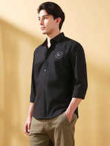 Men's Black Casual Regular Fit Solid Shirt