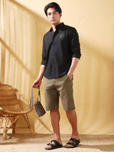 Men's Black Casual Regular Fit Solid Shirt