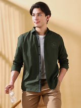 Men's Green Casual Regular Fit Solid Shirt