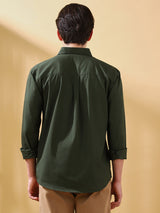 Men's Green Casual Regular Fit Solid Shirt