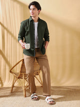 Men's Green Casual Regular Fit Solid Shirt