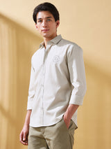 Men's White Casual Regular Fit Solid Shirt