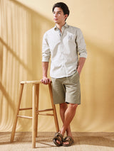 Men's White Casual Regular Fit Solid Shirt