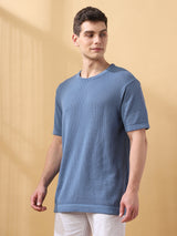 Men's Blue Casual Regular Fit Half Sleeves Solid Tshirt
