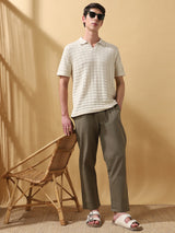 Men's Green Casual Regular Fit Solid Trousers