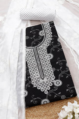Women's Black Rayon Ethnic Motif Unstitch Dress Material With Sequins