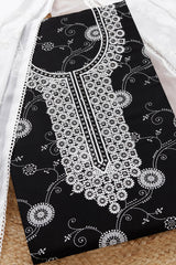 Women's Black Rayon Ethnic Motif Unstitch Dress Material With Sequins