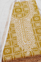 Women's Mustard Rayon Ethnic Motif Unstitch Dress Material With Sequins