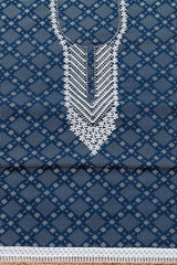 Women's Blue Rayon Geometric Print Unstitch Dress Material With Sequins