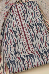 Women's Maroon Linen Abstract Print Unstitch Dress Material With Thread Work