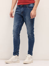 Men's  Blue Casual Skinny Fit Solid Jeans