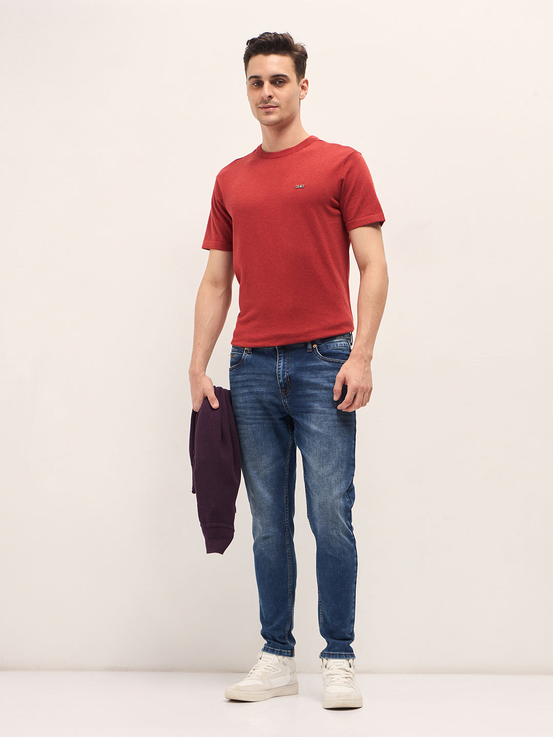 Men's  Blue Casual Skinny Fit Solid Jeans
