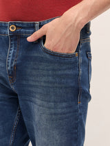 Men's  Blue Casual Skinny Fit Solid Jeans