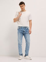 Men's Blue Acid Wash Mid Rise Skinny Fit Jean