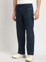 Men's Blue Casual Straight Fit Solid Jeans