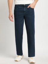 Men's Blue Casual Straight Fit Solid Jeans