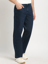 Men's Blue Casual Straight Fit Solid Jeans