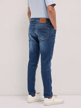 Men's Blue with Mid Fade Mid Rise Skinny Fit Jeans