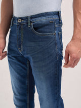 Men's Blue with Mid Fade Mid Rise Skinny Fit Jeans